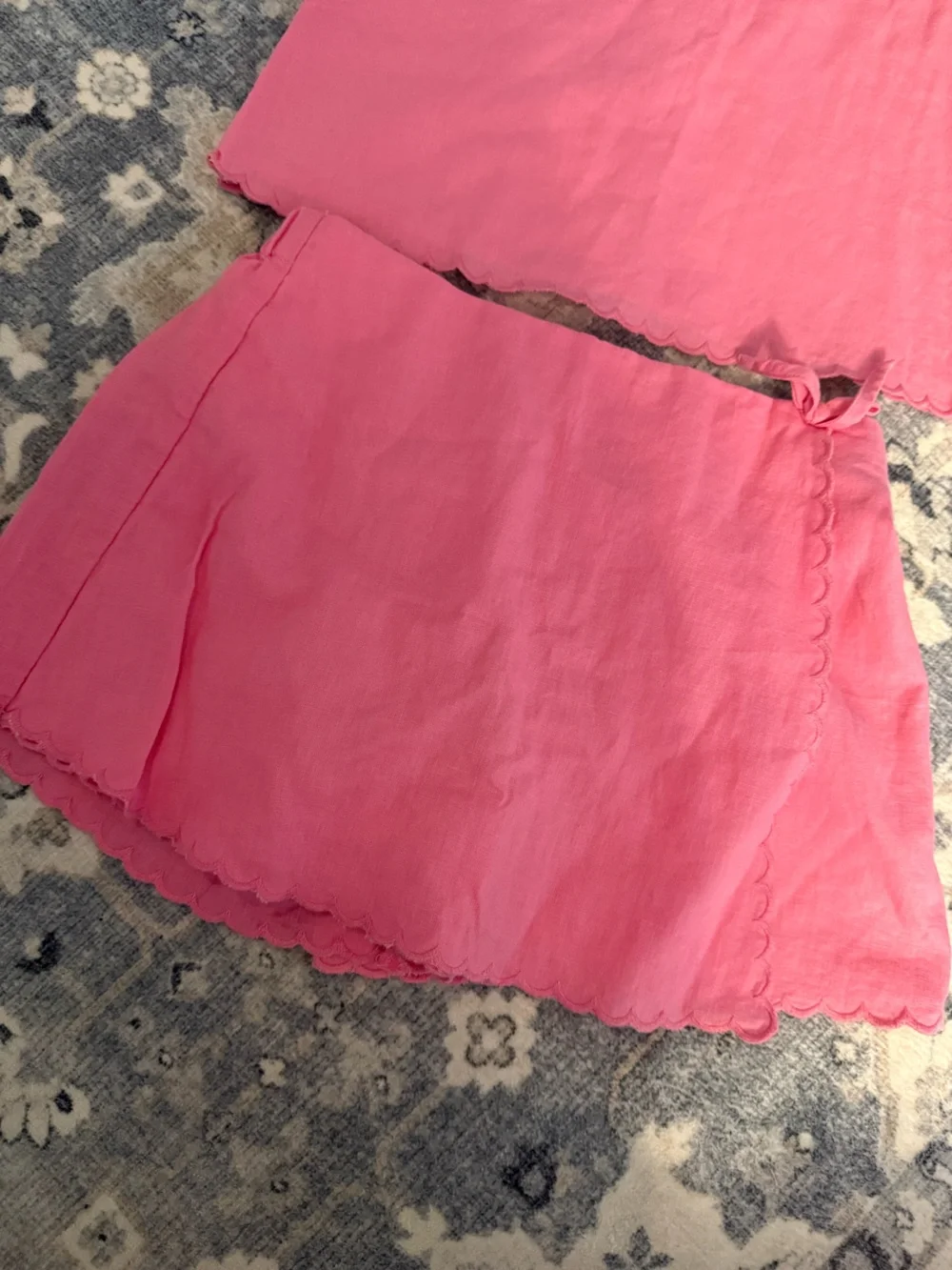 Crewcuts Girls Pink Cotton scallop trim Top and skort set